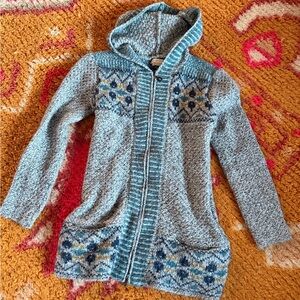 Royal Robbins Knit Zip Up Hoodie Sweater Wool Blend Women’s Large Blue Gray